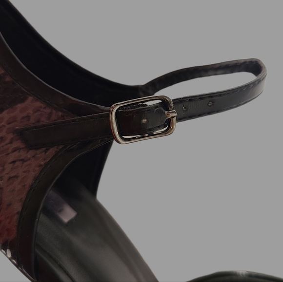 🆕️NWOT Tahari Black&Brown Snake Skin Platform Peep Toe Heel✨️Size 8 - Picture 4 of 8